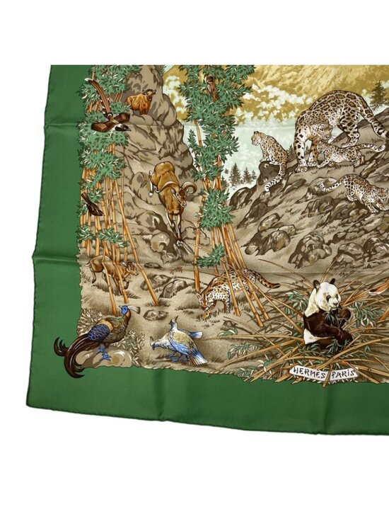 Sichuan green - Hermès Scarf Details | Scarf Sage Hermes Scarf Carre 90 Silk Sichuan Green